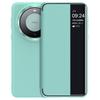 Ultra-Thin Genuine Leather Flip Case Mate 60 Pro Plus With Magnetic Smart Window Shockproof Protection