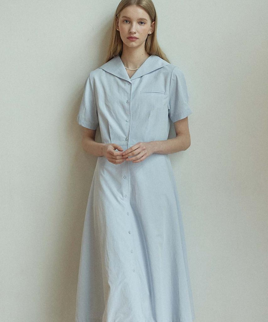 Nonlocal Marine Collar Dress - Sky Blue