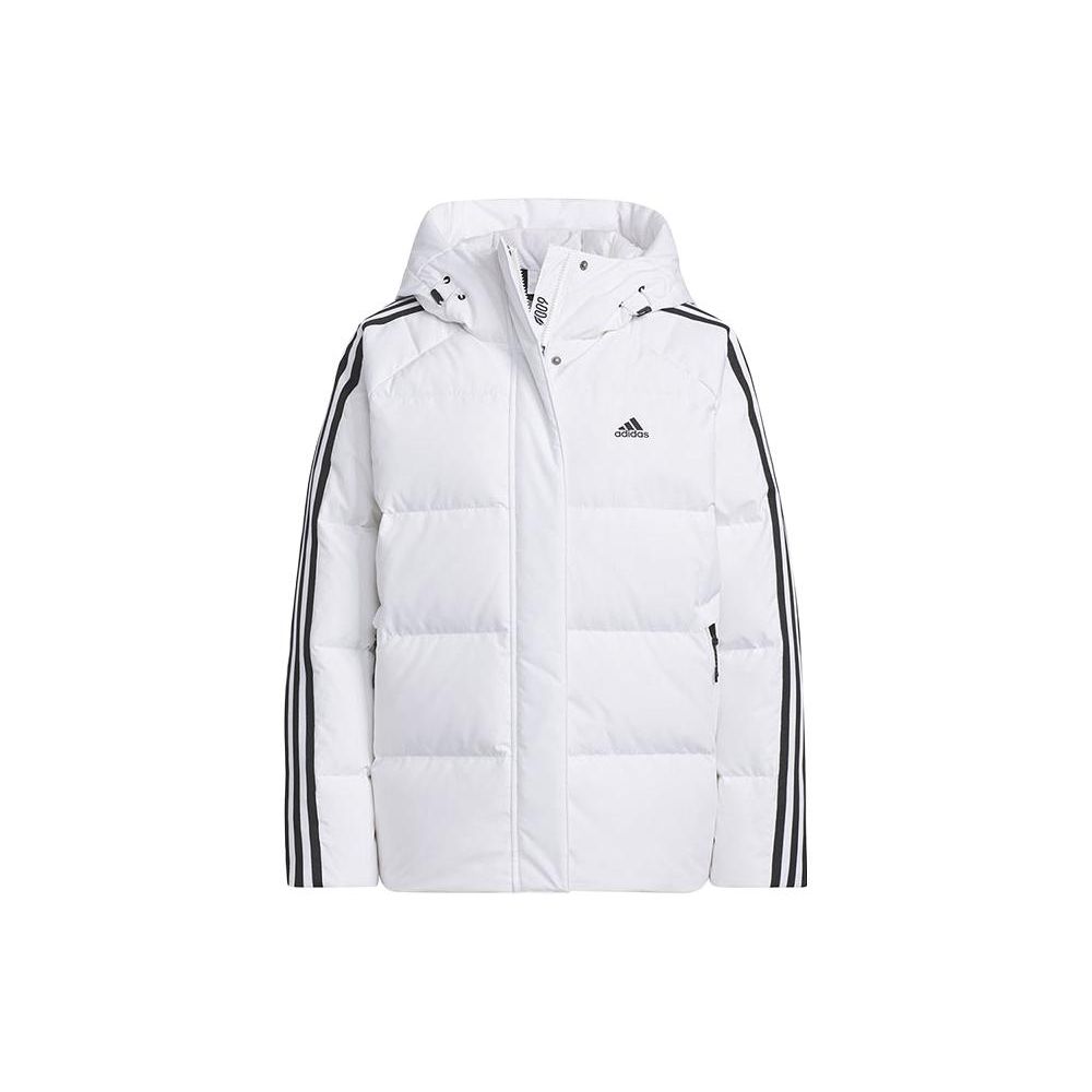 adidas Спортивная теплая куртка-пуховик с пышными рукавами и боковой полосой, женская верхняя одежда, белая IT8721