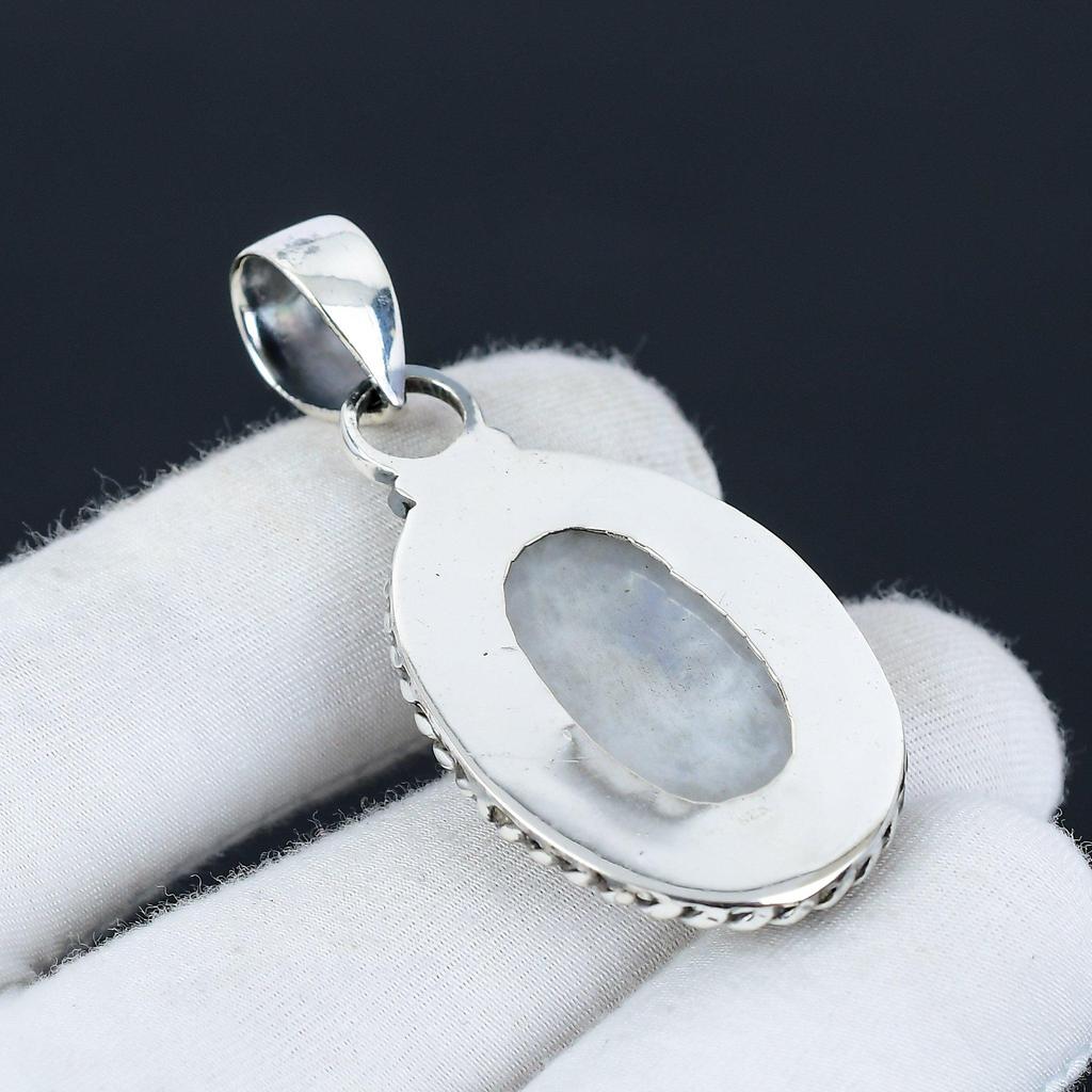 Подвеска из драгоценного камня Rainbow Moonstone, стерлингового серебра 925 пробы, натуральная белая радуга, праздничный подарок для нее, ювелирные изделия для особых случаев