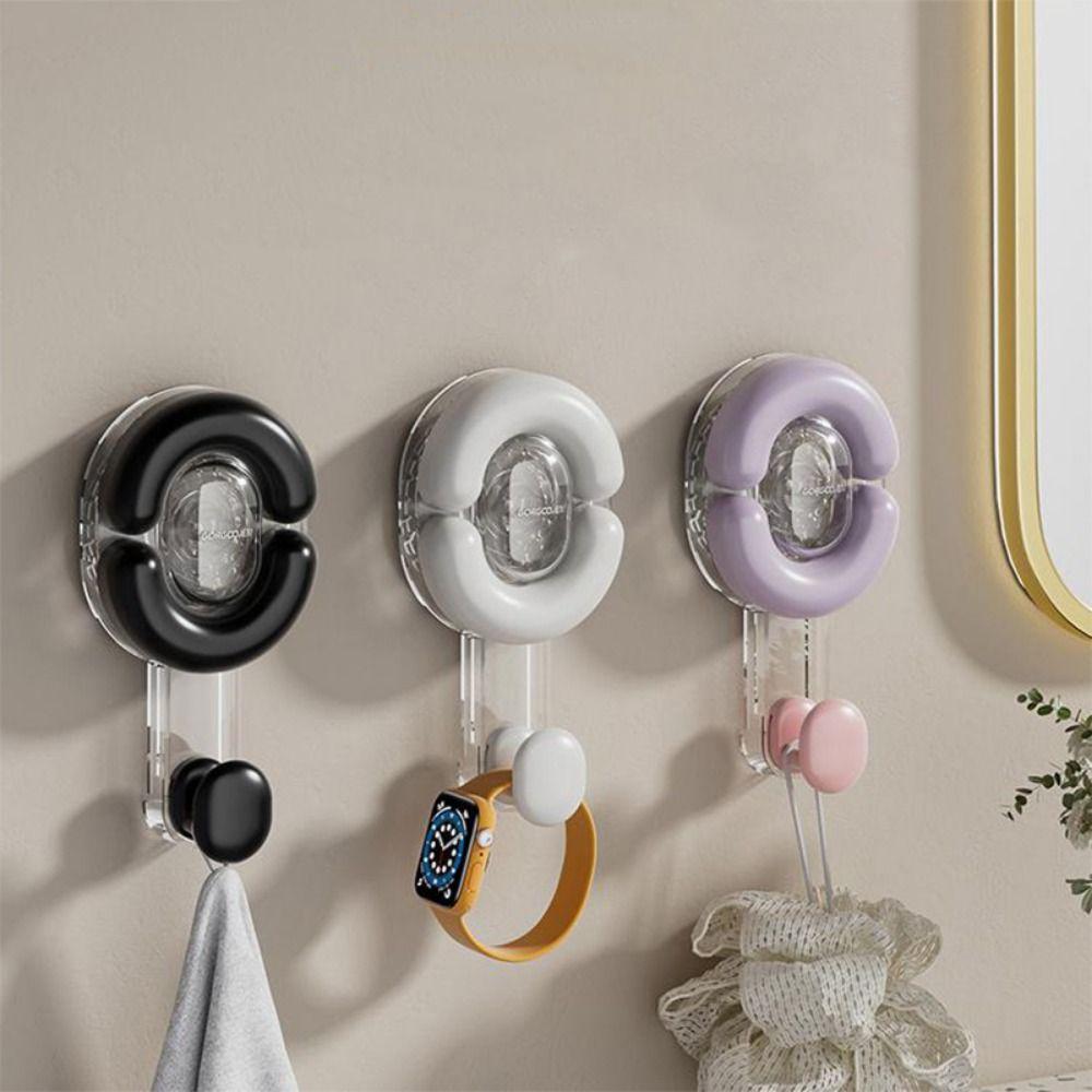 5Pcs Plastic Shower Hooks Punch Free Wall Hanger Light Luxury Suction Cup Hooks Kitchen