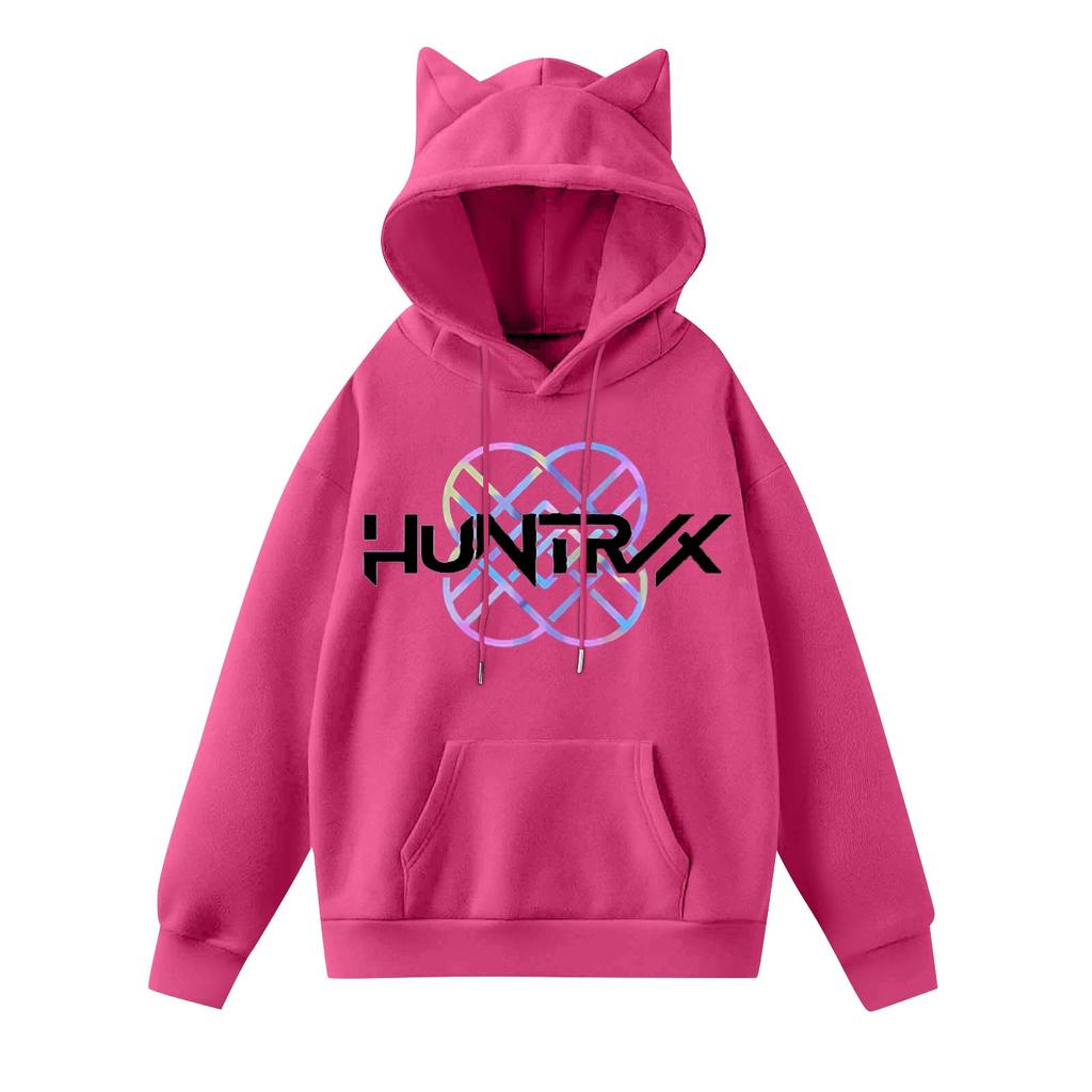 Ladies Fashion Casual Long Sleeve Printed Round Neck Hoodie Pullover Top With  Pockets