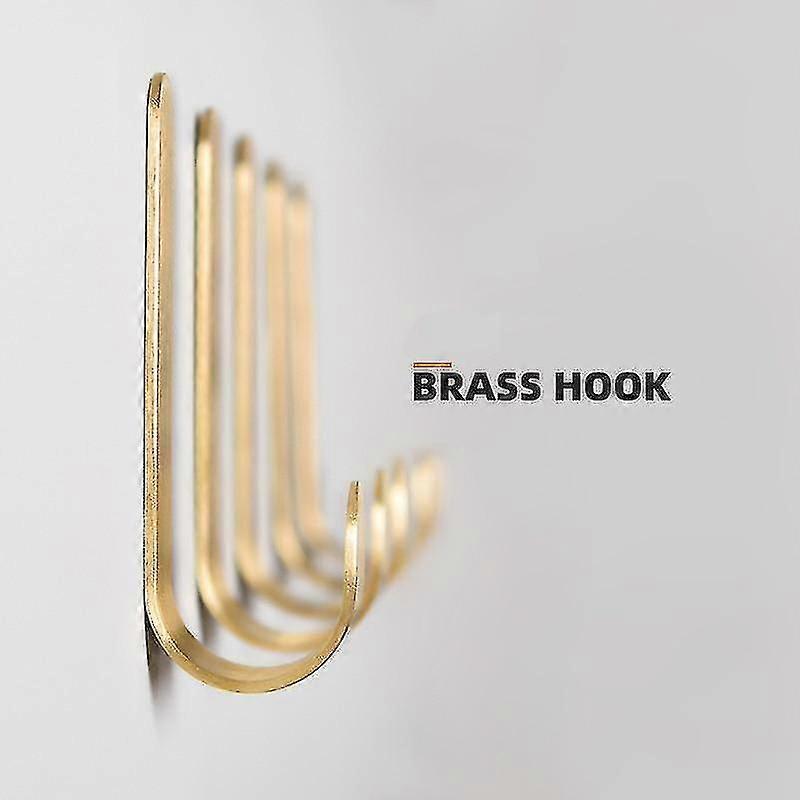 8pcs Self-adhesive Non-drilling Brass Hooks