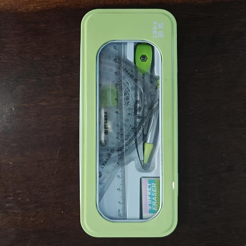 1 набор сверхпрочного 7-в-1 универсального измерительно-чертежного набора с циркулем, транспортиром, линейкой, калькулятором, точилкой для карандашей, ластиком, ручкой