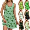 Women's Casual St. Patrick's Day Printed U-Neck Vest Dress With Side Pockets