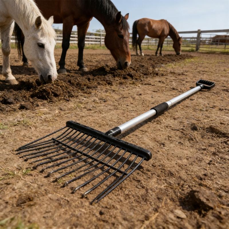 Heavy Duty Metal Manures Fork Horse Pitchforks Cleaning Tool Metal Horse Manures Rake For Horse Stable Cleaning Enduring