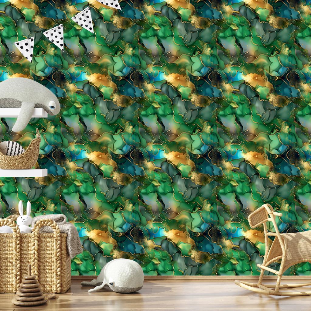 Ink Green and Bottle Green Wallpaper for Living Room and Bedroom 50x1000