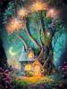 5D Diy Алмазная картина Дом на дереве Полный квадрат Круглая вышивка Мозаика Фэнтези Пейзаж Ручной работы Домашний декор