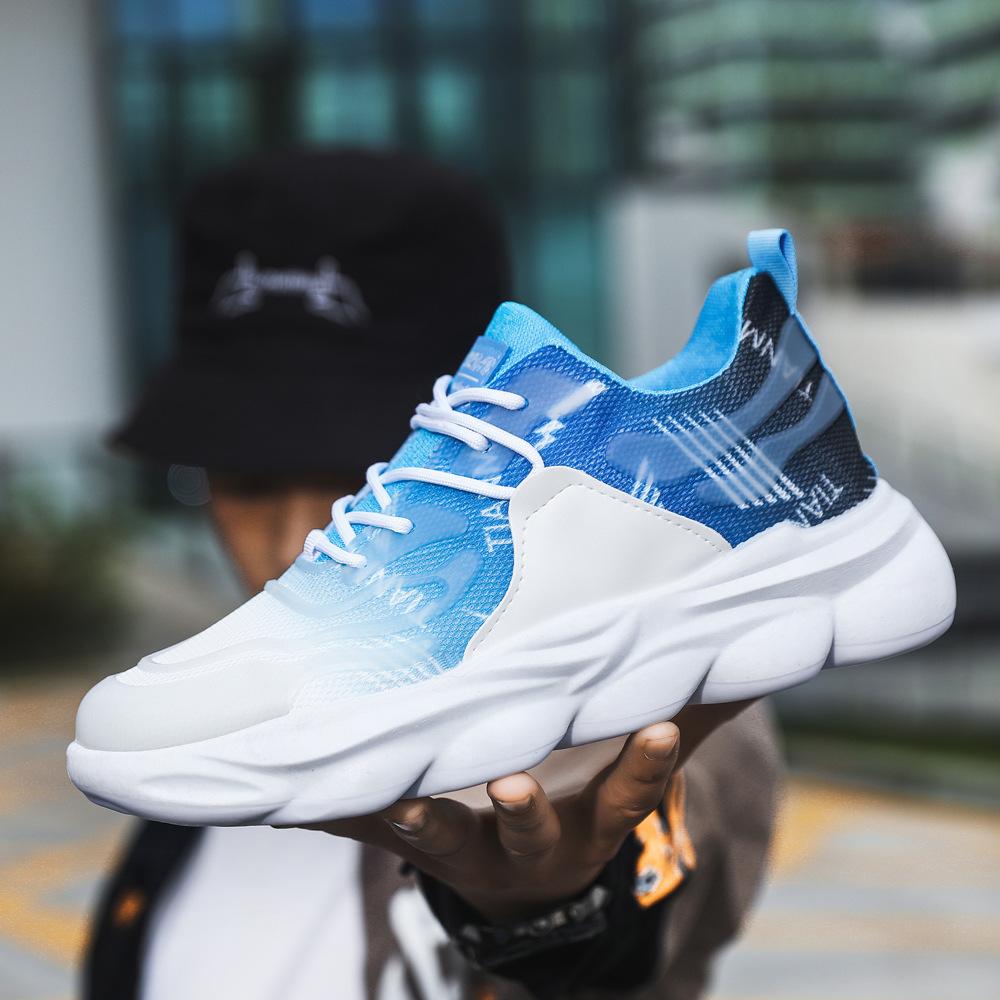 Летняя мужская обувь, новые дышащие сетчатые туфли, мужская модная одежда, белые туфли на платформе, кроссовки, повседневные туфли Daddy