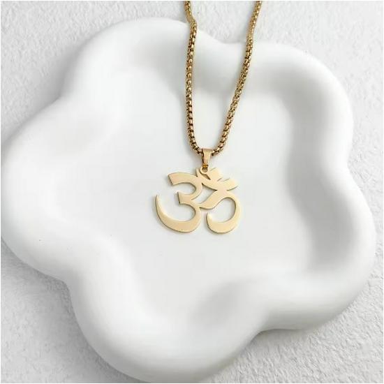 Silver OM Buddha Element Necklace: Stainless Steel Yoga Protection Jewelry for Women