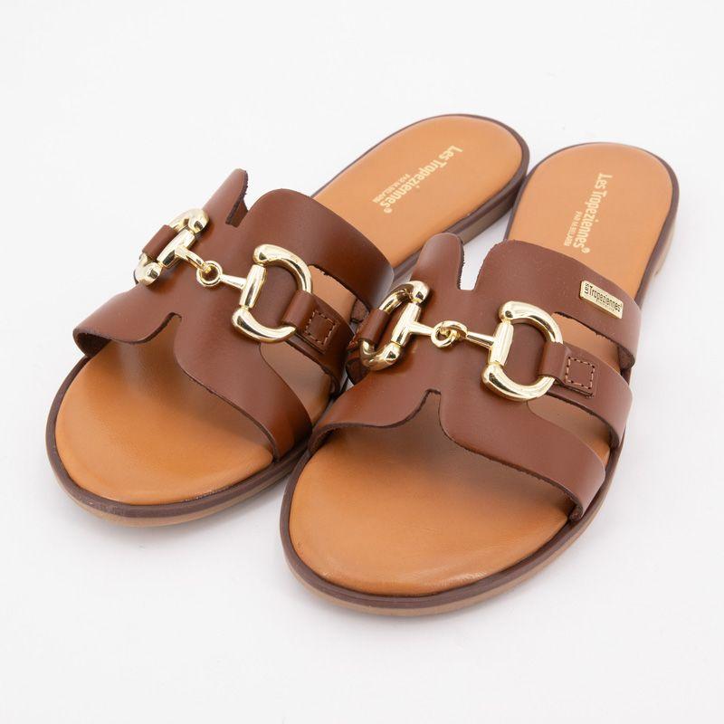 Светло-коричневые мюли Hamia с золотой пряжкой Женское LES TROPEZIENNES PAR M.BELARBI