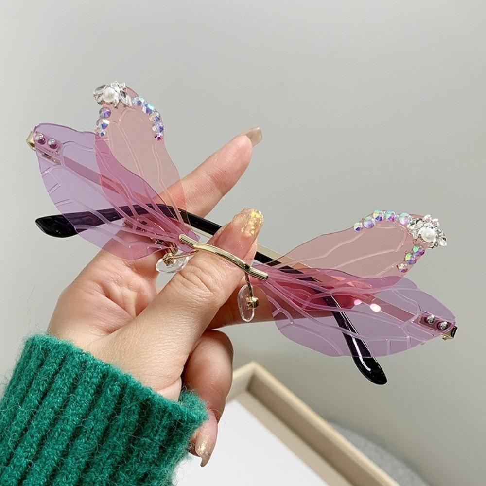 Metal Frame Dragonfly Wing Sunglasses Polycarbonate Lenses Fashion Sunglasses for Women