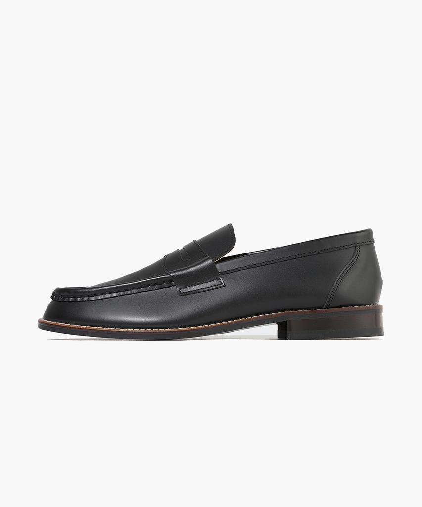 Firenze Atelier Кожа КРС Полный Градник Деревянная Прошивка Подошвы Пенни Лоферы 4701-F [Черный Fg]