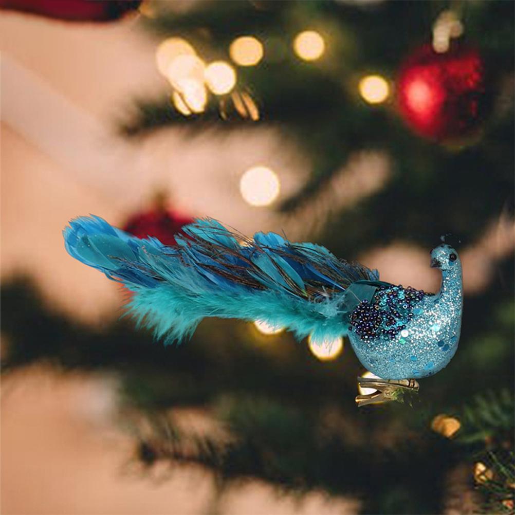 Christmas Tree Decorations 3D Simulation Peacock Decoration Artificial Feather Pendant for Gardens