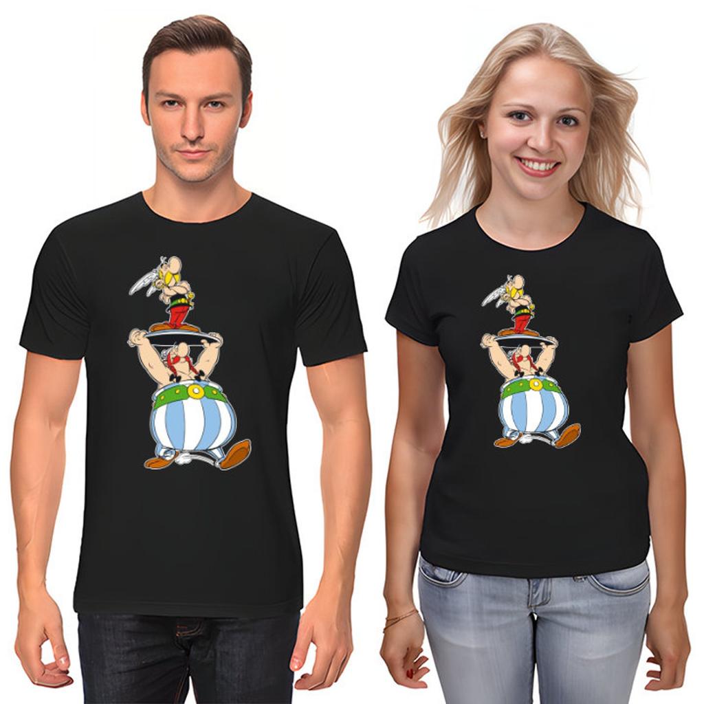 Asterix and obelix, Famous Characters Figure, Short Sleeve White-Black Men's / Women's T Shirt H512