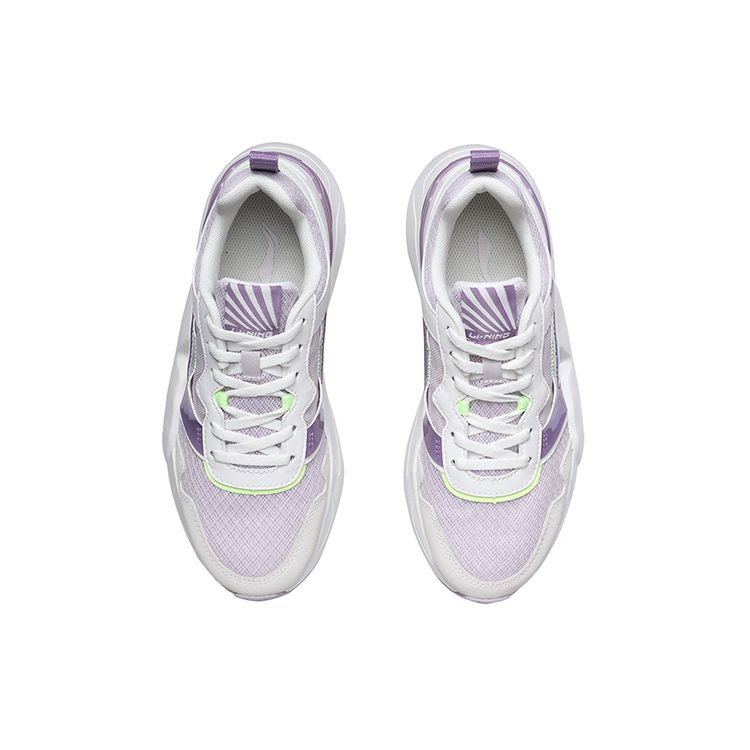 Li Ning Удобные дышащие кроссовки с низким верхом для бега женские кроссовки белые фиолетовые AGCR074-1
