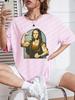 Играя в шутки на Mona Lisa Fitness estampado футболка для женщин футболка Повседневный шорты Унисекс свободная футболка