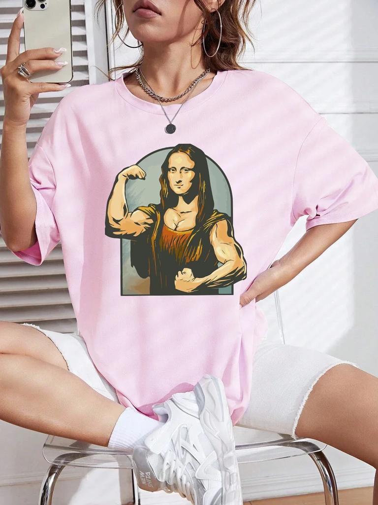 Играя в шутки на Mona Lisa Fitness estampado футболка для женщин футболка Повседневный шорты Унисекс свободная футболка