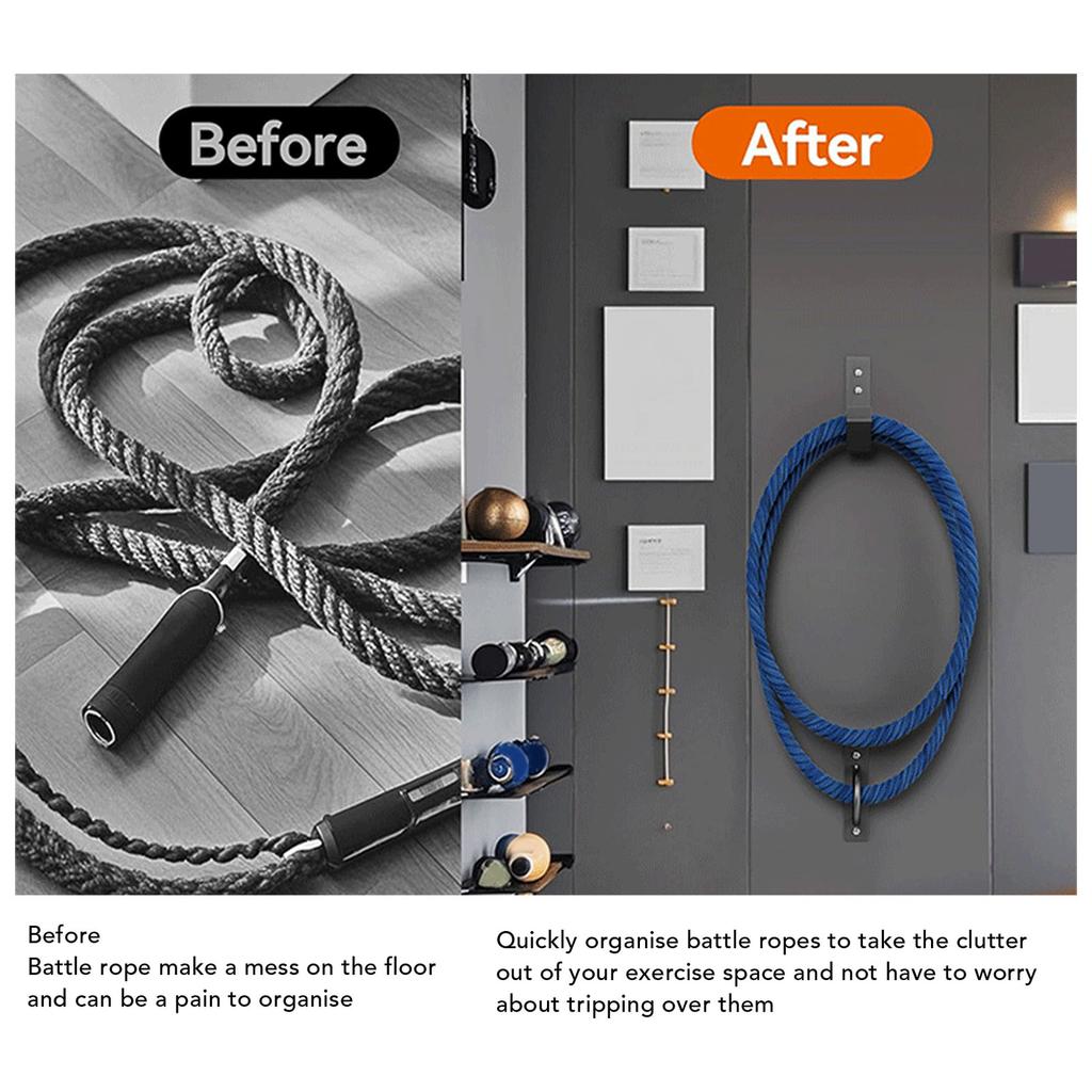 Набор настенных креплений для боевого каната, кронштейн-органайзер для тренировочного каната из углеродистой стали с крюком для хранения для спортзала