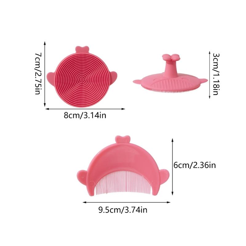 Silicone Massage Shampoo Brush Baby Bath Cradle Caps Brush Comb Scrubber Brush Universal for Newborns Baby Essential