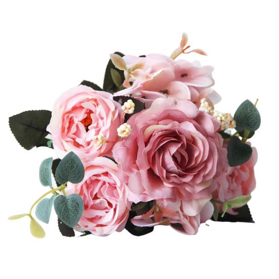 Винтажные искусственные пионы, искусственные шелковые цветы, букет гортензии, розы, пионы, цветочные центральные элементы для свадебного мероприятия, вечеринки, домашнего декора