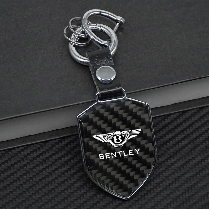 Carbon Fiber B-Bentley-B Car Keychain Keyring Key Ring Pendant for Bentley Continental GT MULLINER Bentayga Flying Hurtling Spur