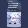 Модный ремешок-шнурок для телефона 2 в 1, кабель для передачи данных, зарядный шнур PD60W Type C 1,2 м, тип через плечо/30 см тип на запястье