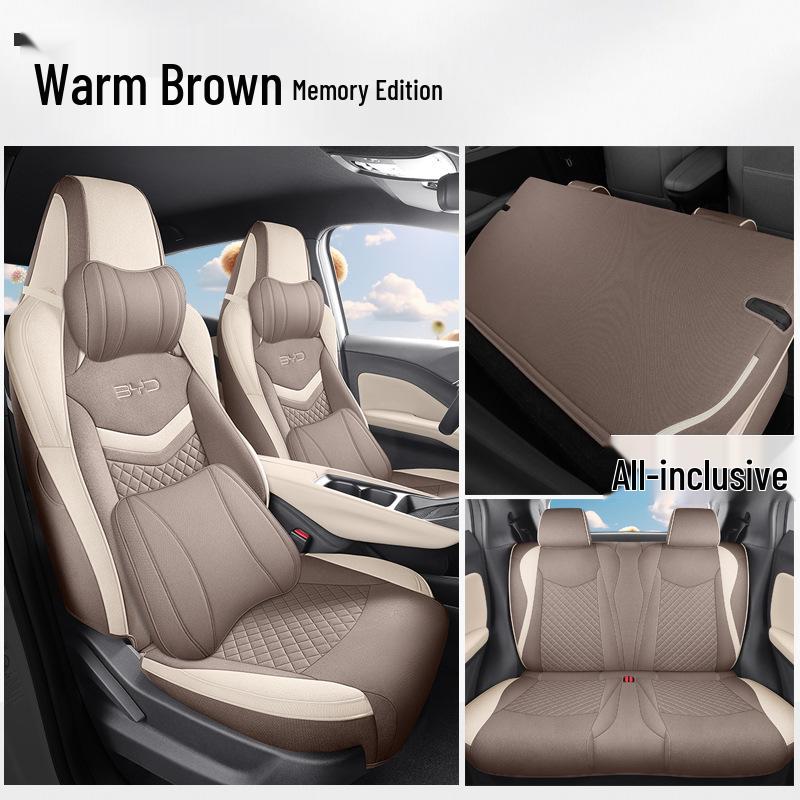 New BYD Seagull Five-Seat Cartoon Linen Car Seat Cushion