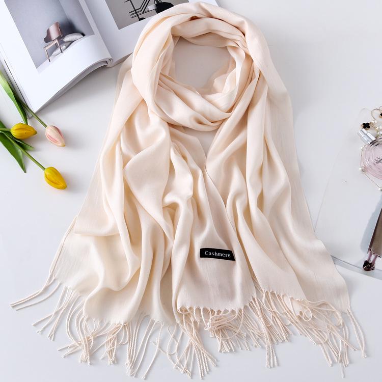 2024 Autumn And Winter New Solid Color Extended Thin Imitation Cashmere Scarf Versatile Warm Neck Protection Scarf Shawl For Women