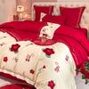 Свадебный комплект из четырех предметов из чистого хлопка для свадебной комнаты, пододеяльник из чистого хлопка для молодоженов, постельные принадлежности