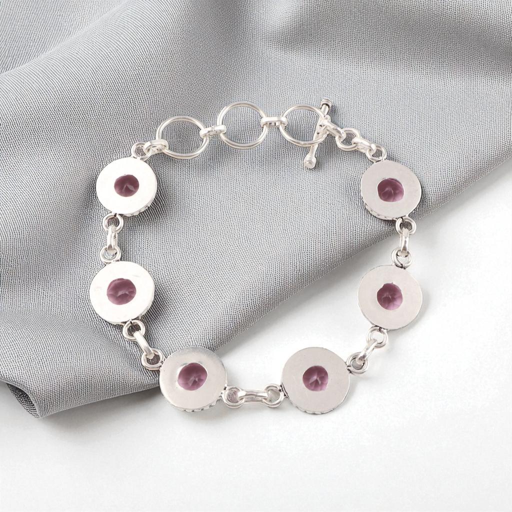 Морганит Драгоценный камень 925 Стерлинговое серебро Ювелирные изделия Ручной работы Браслет 7-9" Для подарка RB-17-7