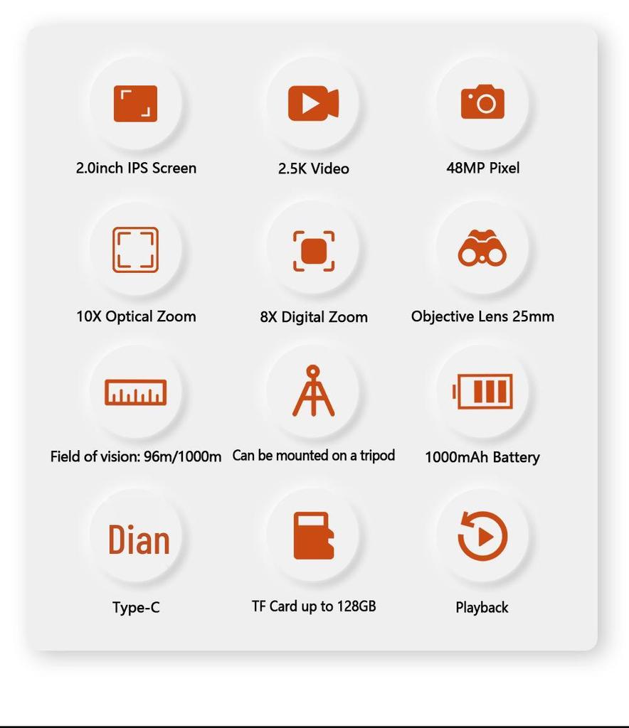 DT10 Starlight Night Vision Digital Binocular Telescope with High-Definition Recording & Photo Capabilities for Birdwatching and Outdoor Use