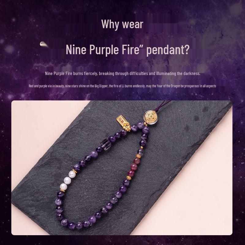 Amethyst Beaded Wristlet Phone Charm: Elegant Women's Accessory