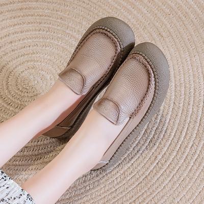 Кожаные новые повседневные туфли на мягкой подошве из говяжьей жилы, нескользящие, педали, плоские кожаные туфли, удобные одинарные туфли