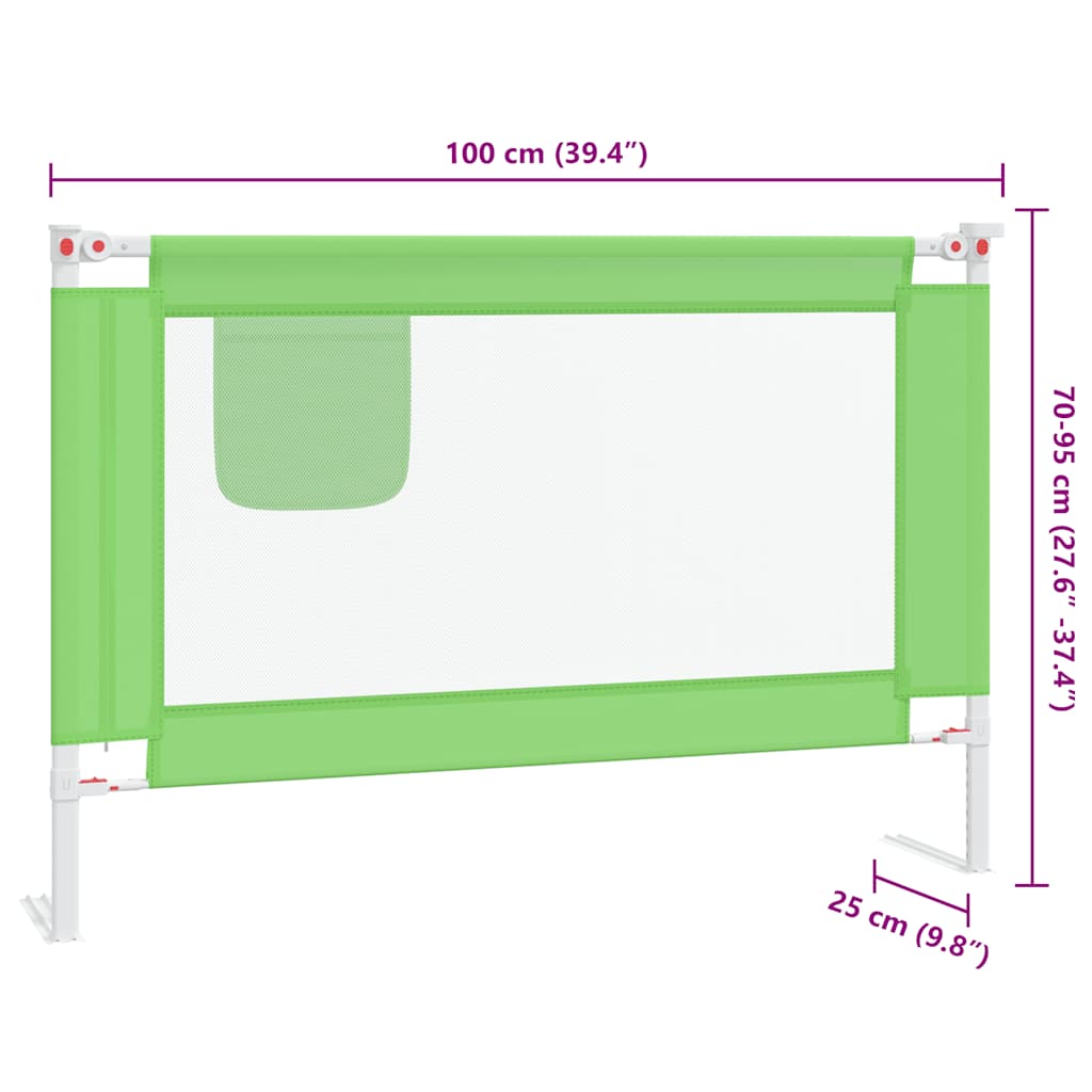 Toddler Bed Guard Rail Green 100 x 25 cm Fabric