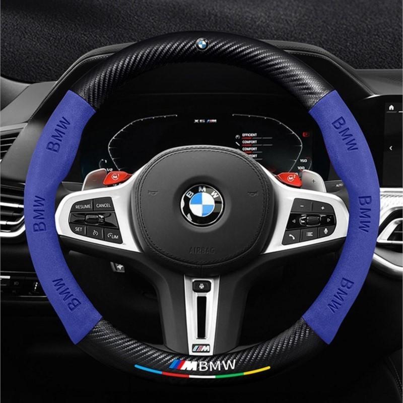 BBIJ5 Leather 3D Embossing Car Steering Wheel Cover Accessories For BMW M X1 X3 X5 X6 X7 G20 F15 F25 F30 G30 G70 E36 E39 E46 E90 F10