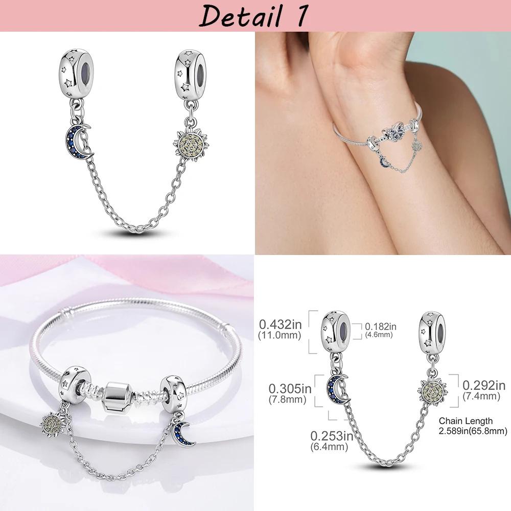 Safety Chain copper Plated Bead Charms Classic Safety Chain Stopper Clip Charm Compatible With Authentic Bracelets Jewellery Making