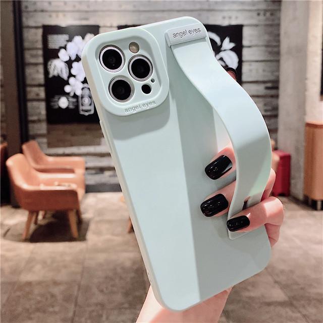 Модный винно-красный резиновый ремешок на запястье, чехол для телефона с кронштейном для Iphone 13 Pro Max 11 12 Xs X Xr 7 8 Plus, чехол на руку, мягкий бампер