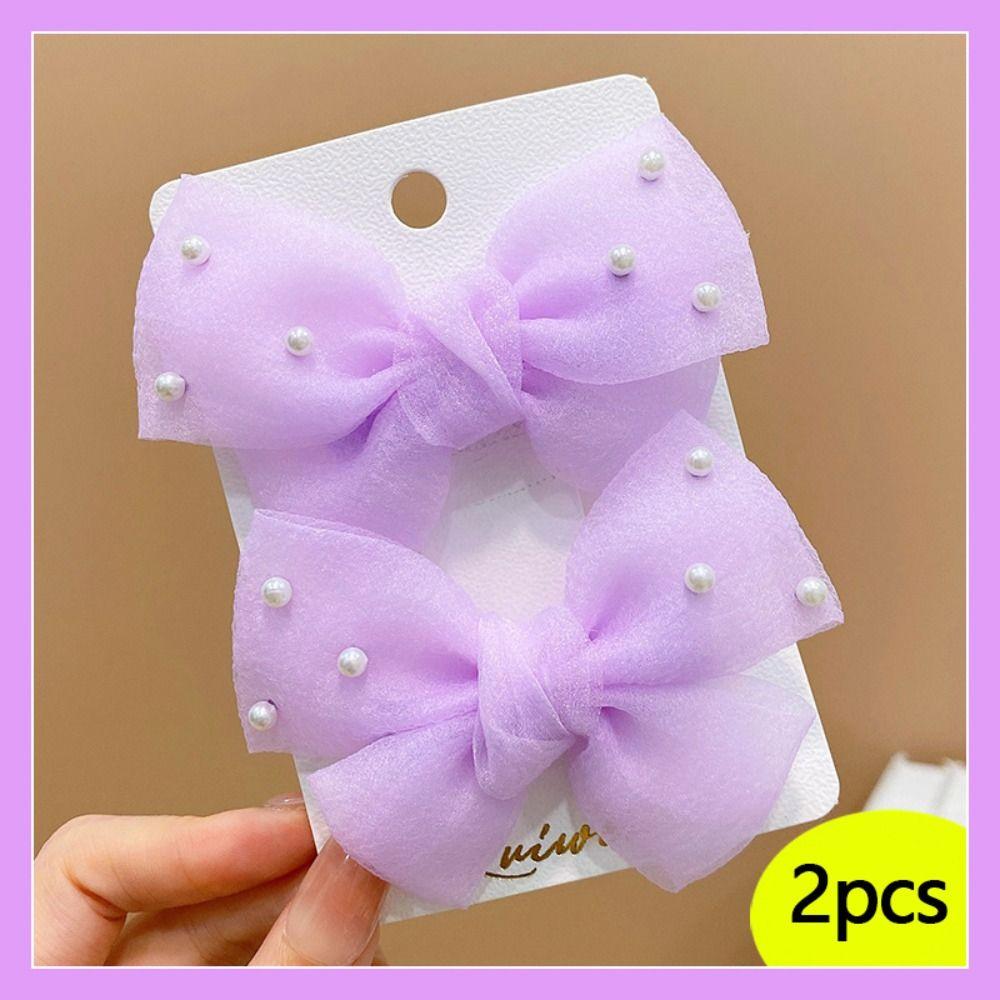 2 шт./набор заколки-банты для волос с искусственным жемчугом, многоцветные головные уборы, новые боковые заколки