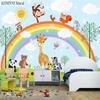 3D ручная роспись мультфильм настенная роспись Радужные животные детский сад детская комната спальня обои стикер домашний декор