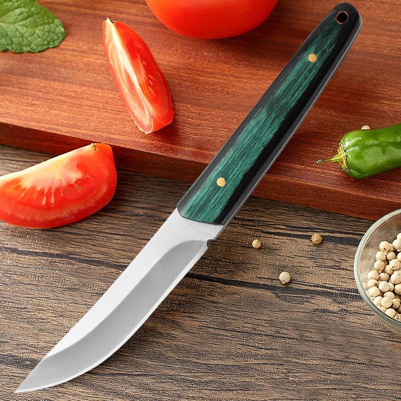 Мини-нож для нарезки из нержавеющей стали, ручной ковки, обвалочный нож, маленький поварской острый нож для фруктов, деревянная ручка