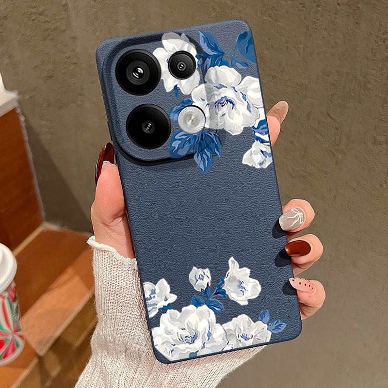 Чехол с цветочным узором белой гардении для Xiaomi 14T 13T 11T Pro Funda Redmi Note 14 13 12 11 Pro 5G 4G Силиконовая накладка с текстурой кожи