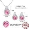Charming Real 925 Sterling Silver Cubic Zirconia Jewelry Set Pink CZ Square Pendant Earrings Jewelry Set for Women Banquet