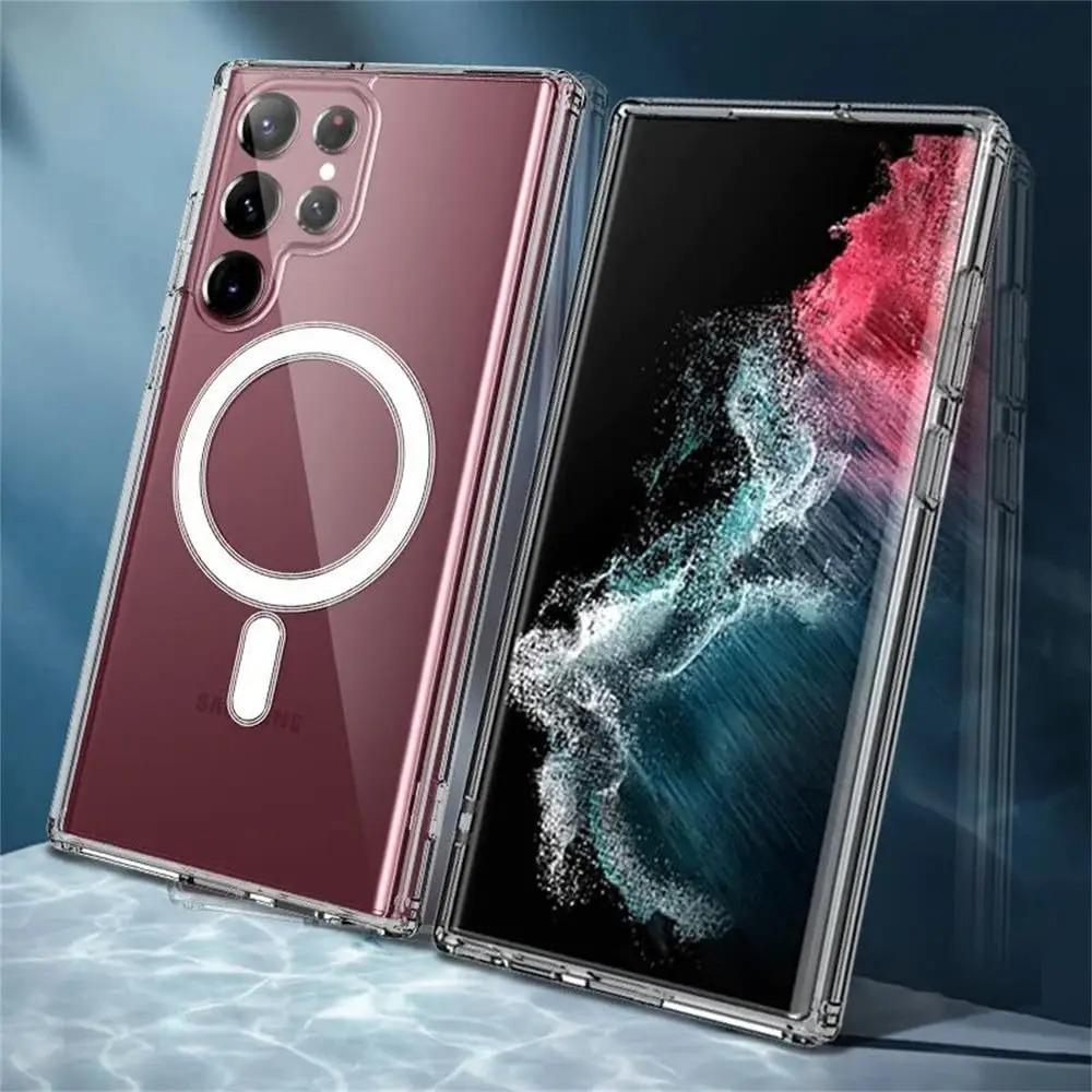 Original Clear Magnetic Case For Samsung Galaxy S26 S25 S24 S23 S 26 Ultra S26 Plus For Magsafe Wireless Charge Shockproof Cover