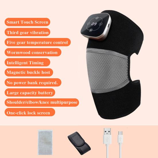 Массажер для колена с подогревом, 5 режимов нагрева, 3 режима массажа, цифровой дисплей, перезаряжаемое беспроводное устройство для массажа колена