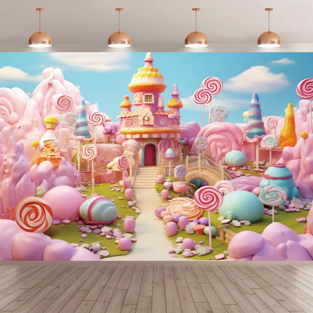 Princess Castle Candy House Balloon Flower Photography Background Girl Birthday Family Portrait Decoration Photography Backdrop