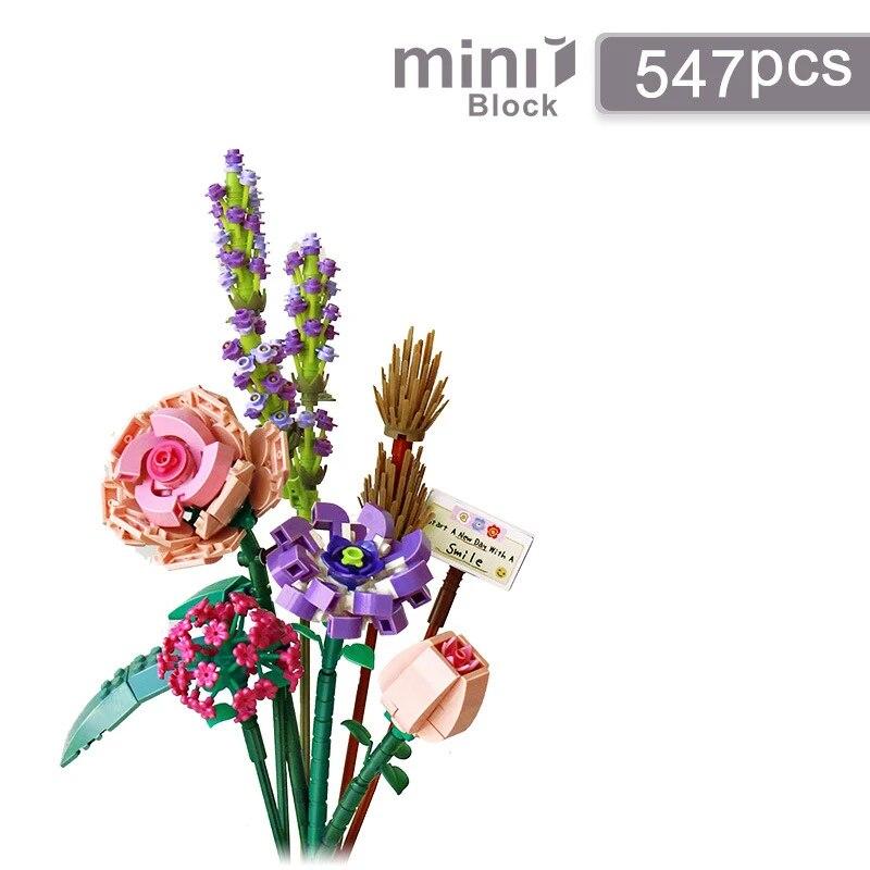 2024 романтические розы, цветы, подсолнухи, нарциссы, сады, строительные блоки, классические модели, мини-кирпичи, детские наборы