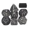 7pcs Hollow Skull Pattern Dice Portable Exquisite Metal Polyhedral Dice Set Props for Board Card