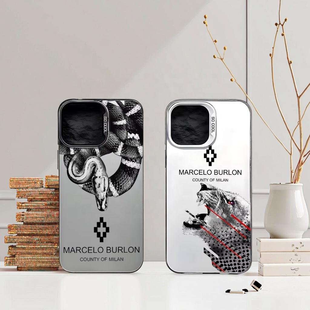 Стильный жесткий ПК чехол-бампер Marcelo Burlon для iPhone 7 8 Plus XR XS 11 12 13 14 15 16 17 Pro Max Чехол-оболочка Кожух