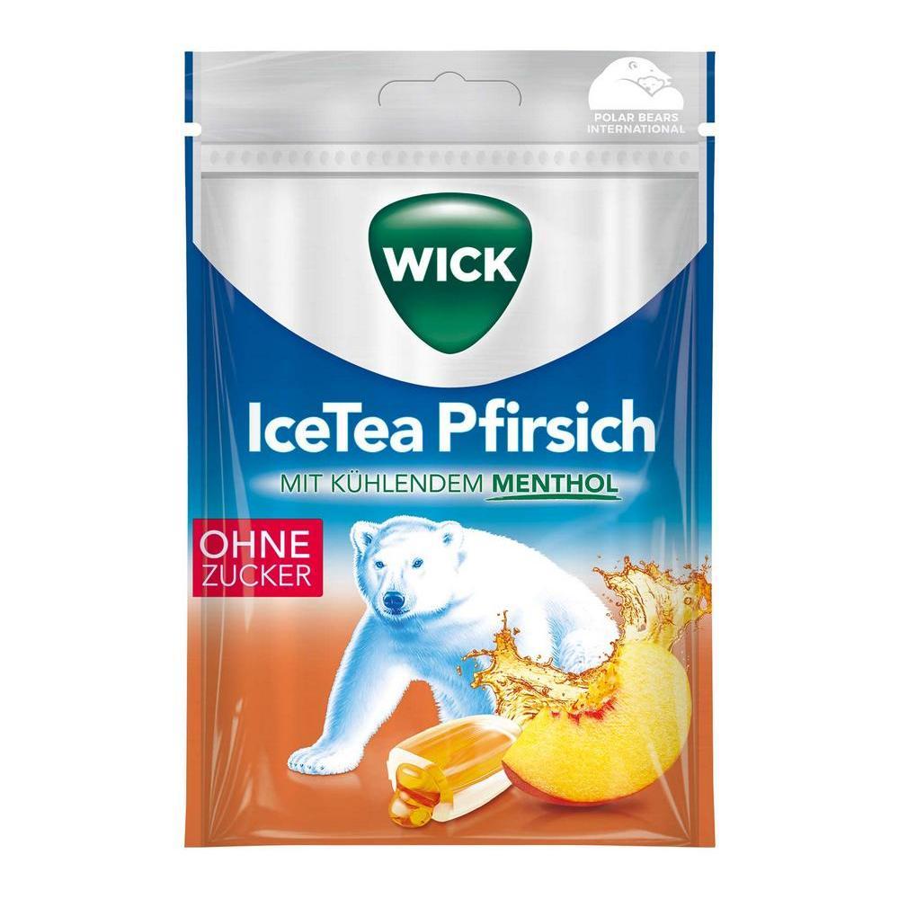 Немецкие леденцы от кашля Wick без сахара, со вкусом персика, для холодного чая, 72 г